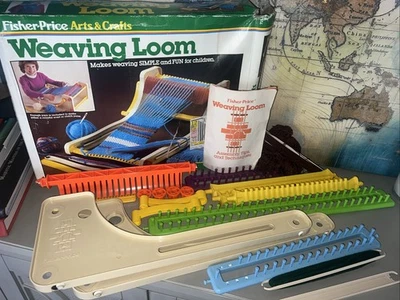 Telar de tejido artesanal Fisher-Price - Vintage 1983 incluye caja de libro original Foto 1 de 4