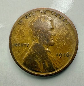 1916P Wheat Penny 1C Woody Improper Alloy Mix Error - Picture 1 of 2