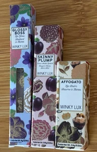 Lot 3 WINKY LUX Lip Items~Gloss, Balm, and Demi-Matte Lipstick In Affogato ~ NIB - Picture 1 of 7