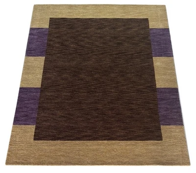 Gabbeh Teppich 100% Wolle 200X250 CM Orientteppich Handgefertigt Lila Beige - Bild 1 von 4