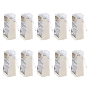 CAT-6 Cat6 RJ45 Shielded Stranded Crimp Modular Plug Connector Socket 10Pcs - Afbeelding 1 van 8