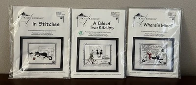 Calico Crossroads Lote de 3 en puntadas Where’s Mine A Tale Of Two Kitties LEER Foto 1 de 4