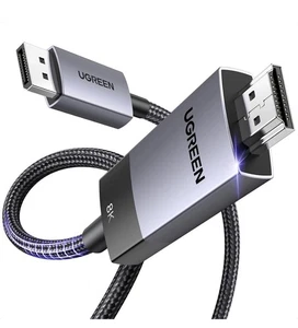 DisplayPort to HDMI Cable 2m 8K 60Hz 4K 120Hz DP 1.4 to HDMI 2.1 HDR 3D PC - Picture 1 of 7