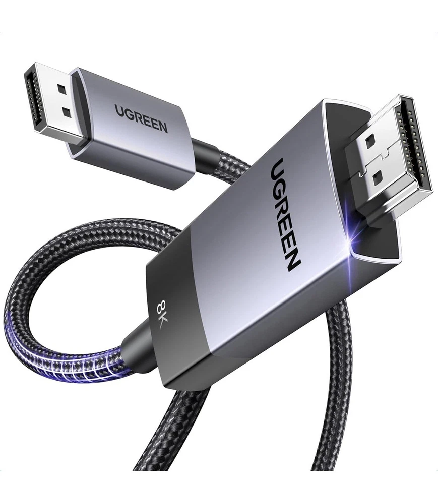 DisplayPort to HDMI Cable 2m 8K 60Hz 4K 120Hz DP 1.4 to HDMI 2.1 HDR 3D PC - Image 1 of 4