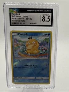 CGC 8.5 Psyduck 28/149 Reverse Holo Sun and Moon Foil Pokemon Card - Picture 1 of 2