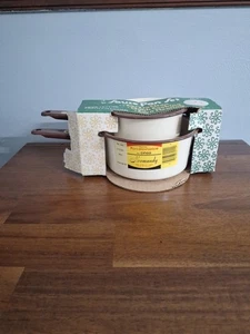 Cinsa Enamel on Steel 1 & 2-quart Sause Pan Set Dishwasher Safe Normandy New NOS - Picture 1 of 9