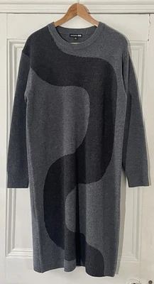 Uniqlo X Marimekko Women’s Dark Grey & Black Wool Jumper Dress S UK 10 EU 38 NEW - Image 1 of 4