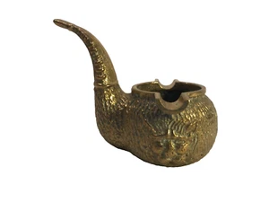 VINTAGE BRASS SMOKING PIPE SHAPED ASHTRAY - Picture 1 of 4