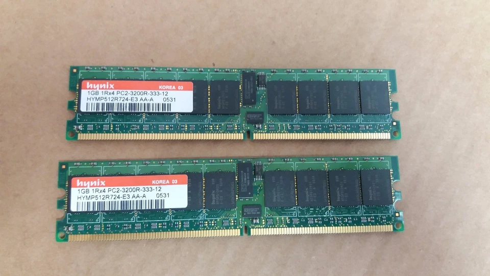 Hynix 2GB (2x1GB) PC2-3200R DDR2 240-Pin DIMM Server Memory  HYMP512R724-E3 - Image 1 of 1