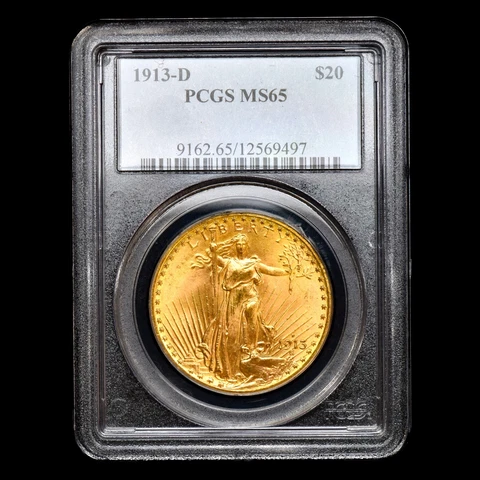 1913-D $20 GOLD SAINT GAUDENS ✪ PCGS MS-65 ✪ SCARCE DATE COIN UNC GEM ◢TRUSTED◣ Cover