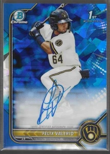 2022 Bowman Chrome Sapphire Prospect Autographs Felix Valerio ROOKIE 1st AUTO - Picture 1 of 2