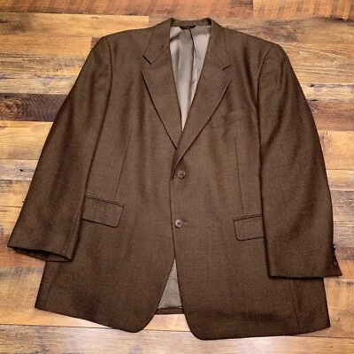Hart Schaffner Marx Blazer Adult 42R Brown Wool Silk USA - Image 1 of 4