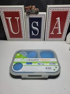 Smart Planet Large 3 Fächer Eco Silikon zusammenklappbar Mahlzeit Kit blau - Bild 1 von 4