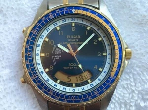 New Old Stock Pulsar Chronograph Analog Digital Luminescent Quartz Wristwatch - Picture 1 of 12