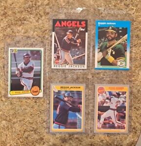 (5) Reggie Jackson 1985 Fleer Card 1986 Topps 1987 Donruss Yankees A's Angels