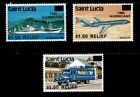 Sainte-Lucie 1980 - Cargo insulaire, supplément secours ouragan - Lot de 3v - MNH
