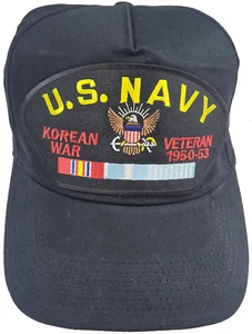 CAPPELLO BERRETTO VETERANO GUERRA DI COREANA USN MARINAIO SERVIZIO CAMPAGNA NASTRI MARINAIO VETERANO - Foto 1 di 1
