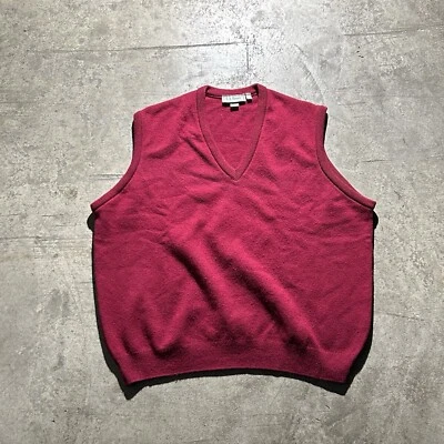 Chaleco Suéter Vintage Hecho en Irlanda LL Bean Para Hombre Talla XL Borgoña Corderos Lana Foto 1 de 4
