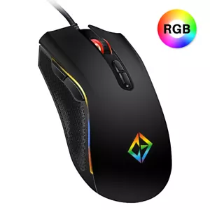 Gaming Mouse USB Wired COMBRITE Rainbow RGB LED Programmable 7 Button Mice  - Picture 1 of 10
