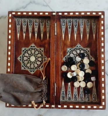 Vintage Handmade Backgammon with MOP inlay - Image 1 of 4