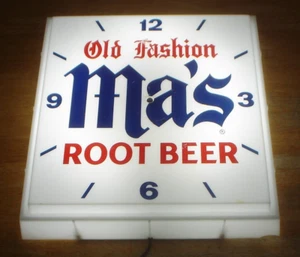 Vintage Ma's Old Fashion Root Beer beleuchtetes Wanduhrgehäuse (ohne Motor / Zeiger) - Bild 1 von 13