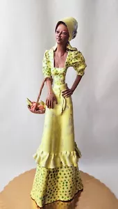 Vtg Jamaican Handmade Art Sculpture Woman Fruit Basket Glazed Red Clay Figurine - Picture 1 of 11
