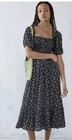  Urban Outfitters Midi Dress Size XS 6/8  Iris Floral Puff Sleeve Bnwt 