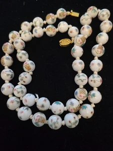 Vintage Oriental White Floral Knotted Necklace 1980s - Picture 1 of 7