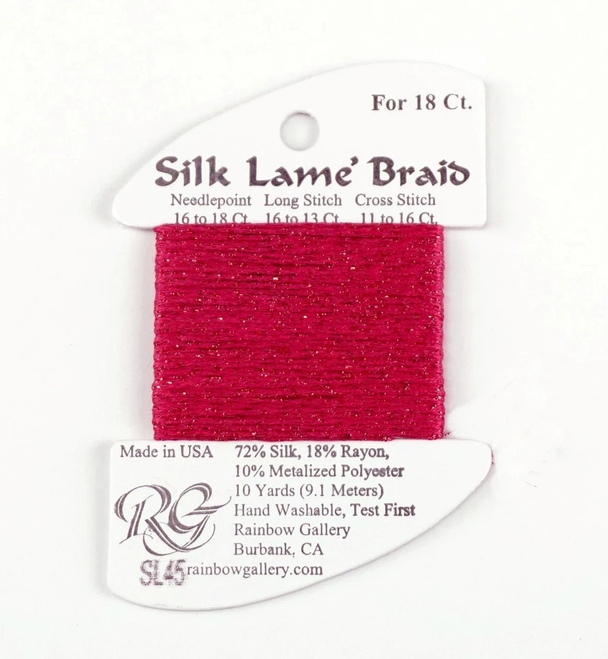 SILK LAME Braid #SL45 Deep Rose 18m Needlepoint Stitching Fiber Rainbow Gallery - Image 1 of 1