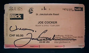Joe Cocker~signiertes Swiss Ticket 2005~Heart & Soul Tour~20. März 2005~Woodstock - Bild 1 von 2
