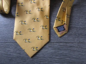 Corbata Beaufort con motivo de pájaro pato volador 100 % seda por corbata hecha en Italia - Imagen 1 de 6