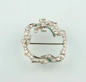 Broche Estate Platinum & Diamond Art Deco alrededor de 1925 - Imagen 1 de 1