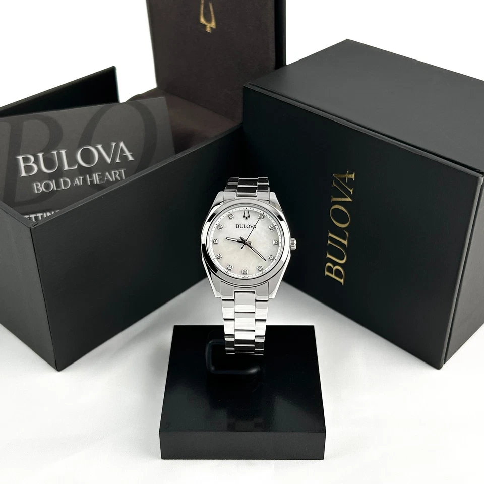 Bulova Surveyor Women's Watch Mother of Pearl Dial Quartz Watch 31mm 96P228