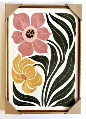 New BP Home Textile Embroidery Woven Wall Art Magnolia Floral Home Decor 18”x26” - Image 1 of 4