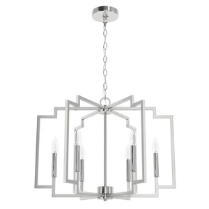 Brushed Nickel Six Light Chandelier from the Zoanne Collection - Picture 1 of 1