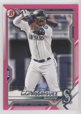 2021 Bowman Prospects Fuchsia Border /299 Julio Rodriguez #BP-86 - Image 1 of 2