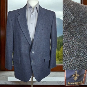 Barrington Jacket Blazer Mens 46R Gray Blue Check Tweed Wool - Picture 1 of 12