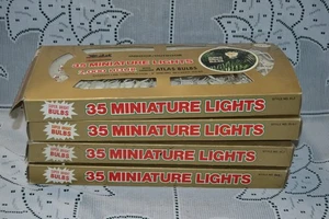 Vintage Weihnachten ~ 4 Sets Miniatur Lichter Sets Tulpenlicht Abdeckungen Goldener Schlitten - Bild 1 von 9