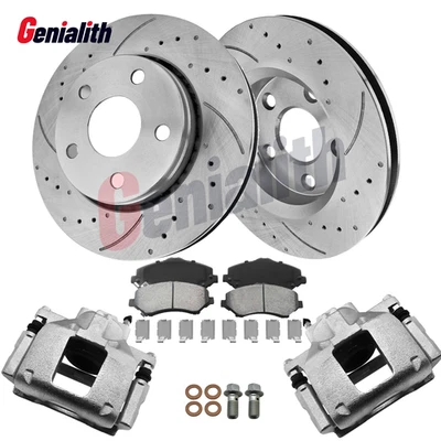 11.89'' Front Drilled Rotors Calipers Brake Pads for 2018 Jeep Wrangler JK - Image 1 of 4