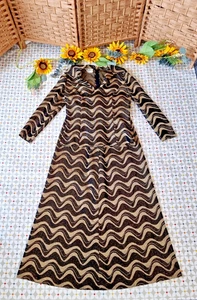 Conjunto de falda y top vintage Mary Harnes años 60 negro dorado rayas talla 14 (8/10) - Imagen 1 de 15