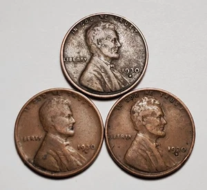 Juego de 3 monedas de 3 centavos de trigo Lincoln 1930 D #C9964 - Imagen 1 de 2