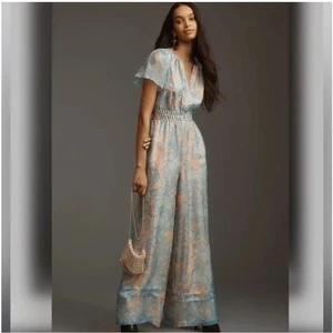 Mono Anthropologie The Somerset Estampado Floral Seda Edición Organza Talla Grande - Imagen 1 de 16
