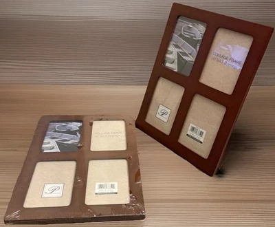 Lote 2 marcos de fotos vintage Pinnacle collage de madera 4 aberturas 3x4,5 NUEVO Foto 1 de 4