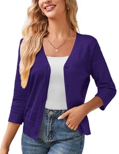 Hollow Out Knit Shrugs for Dresses Top Casual V-Neck Knit Cropped Cardigan Sh... - Picture 1 of 5