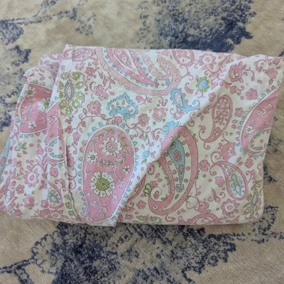 Pottery Barn Kids Cotton Duvet Brooklyn Pink and Green Paisley Twin Size - Image 1 of 4