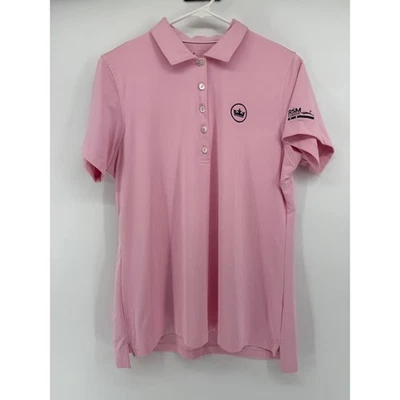 Camisa polo de golf Peter Millar rosa RSM clásica corona logotipo para mujer talla L Foto 1 de 4