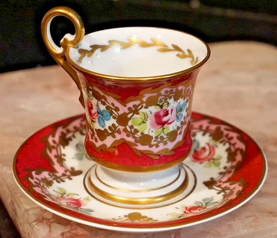 Antique Hand Painted France Cup & Saucer Roses Gold Gilt Trim Limoges Style - Изображение 1 из 4