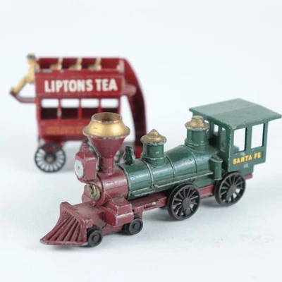 Lot of 2 Lesney Models Yesteryear Santa Fe Locomotive & Lipton’s Tea Bus - Image 1 of 4
