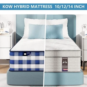 10" 12" 14'' Twin Full Queen King Memory Foam Hybrid Mattress, Mattress In A Box - Picture 1 of 20