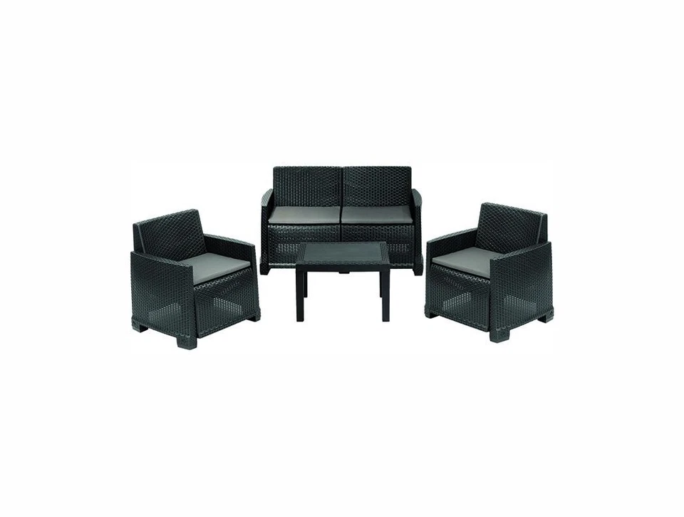 Set Muebles Jardín de Polipropileno Ratán 4 Piezas 3 Sillones +1 Mesa Iseo - Imagen 1 de 4
